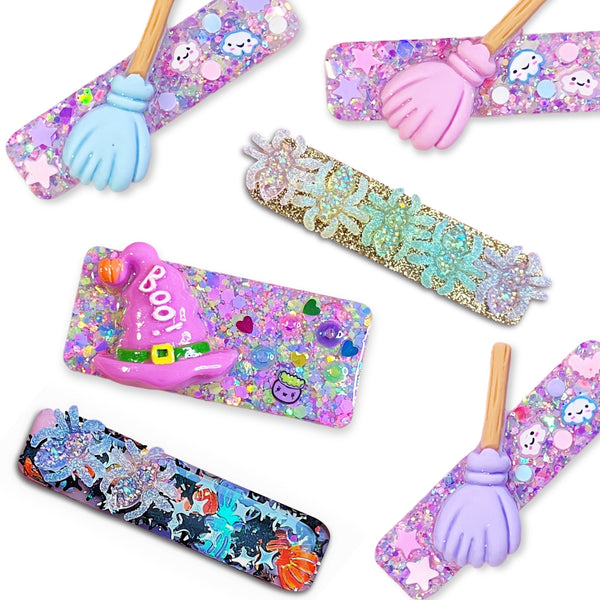 Colorful Halloween Charmed Resin Hair Clips-Clearance no slip hair clips-Flower No slip hair clips-Animal no slip hair clips-Star no slip hair clip-heart no slip hair clips-butterfly no slip hair clips-Moo G Clips