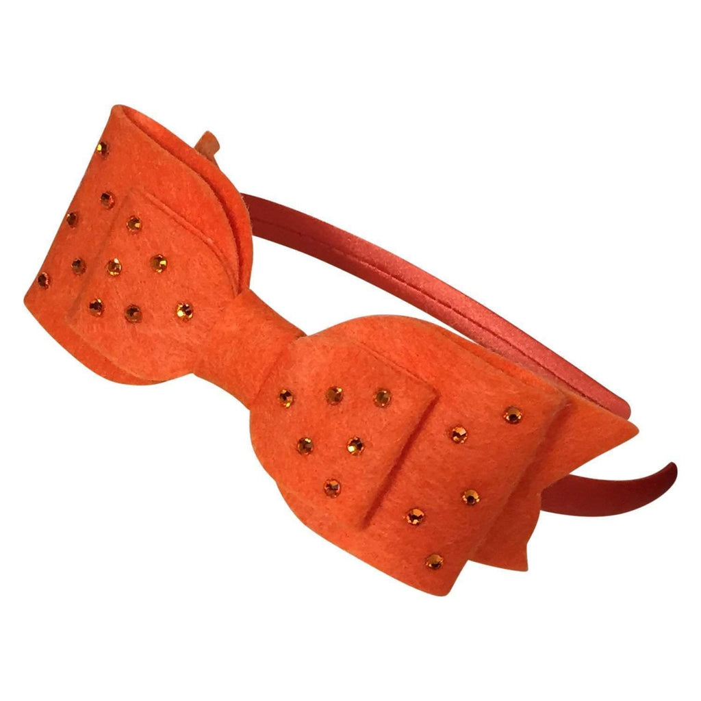Double Bow Felt & Crystal Headbands-girls felt crystal bow headband-Moo G Clips