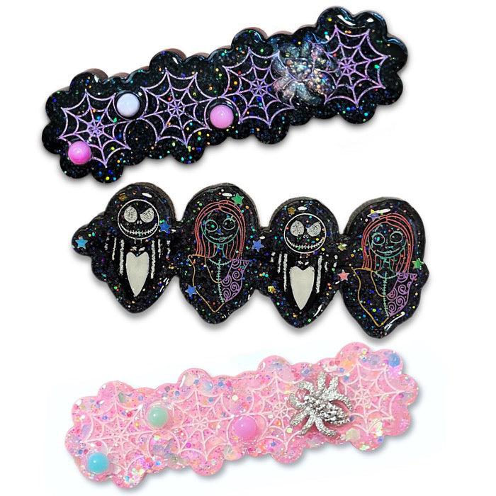 Glitter Hand Painted Wide Halloween Resin Hair Clips-Clearance no slip hair clips-Flower No slip hair clips-Animal no slip hair clips-Star no slip hair clip-heart no slip hair clips-butterfly no slip hair clips-Moo G Clips