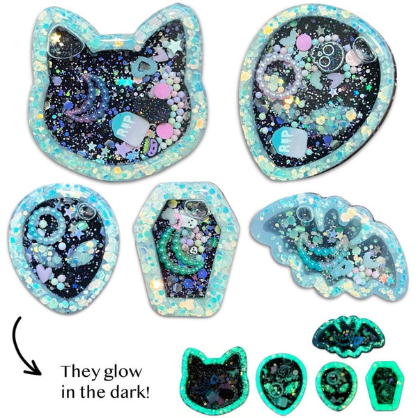 Glow in the Dark Resin Liquid Shaker Hair Clips-Clearance no slip hair clips-Flower No slip hair clips-Animal no slip hair clips-Star no slip hair clip-heart no slip hair clips-butterfly no slip hair clips-Moo G Clips