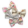 Golden Afternoon Garden Leather Hair Bows *NEW!*-no slip leather hair bows no slip leather hair clips-Moo G Clips