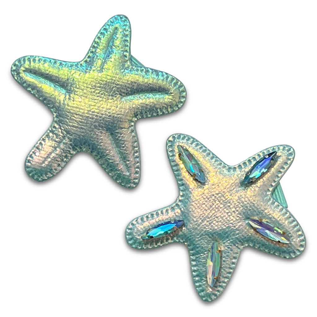 Iridescent Starfish Applique Hair Clips-Clearance no slip hair clips-Flower No slip hair clips-Animal no slip hair clips-Star no slip hair clip-heart no slip hair clips-butterfly no slip hair clips-Moo G Clips