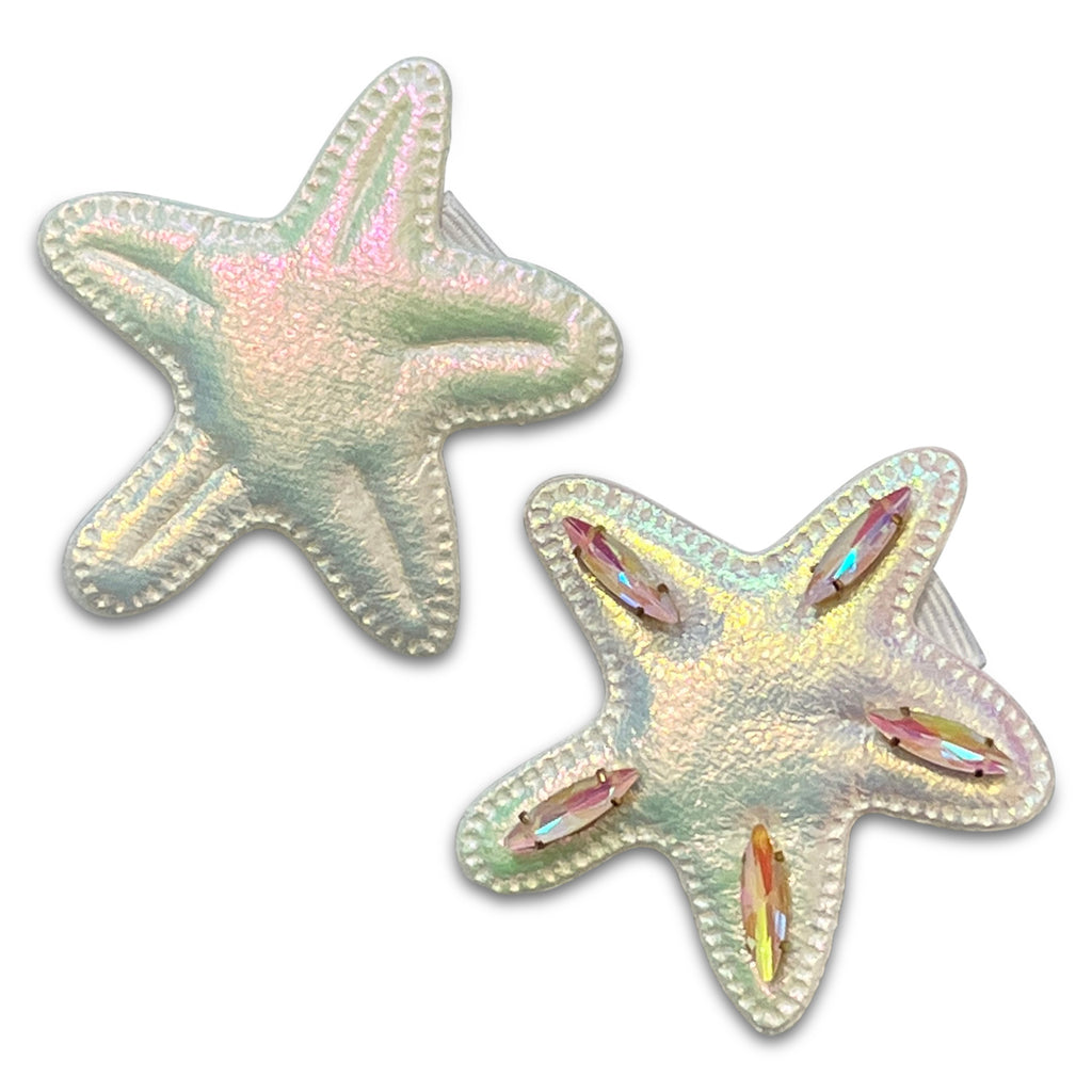 Iridescent Starfish Applique Hair Clips-Clearance no slip hair clips-Flower No slip hair clips-Animal no slip hair clips-Star no slip hair clip-heart no slip hair clips-butterfly no slip hair clips-Moo G Clips