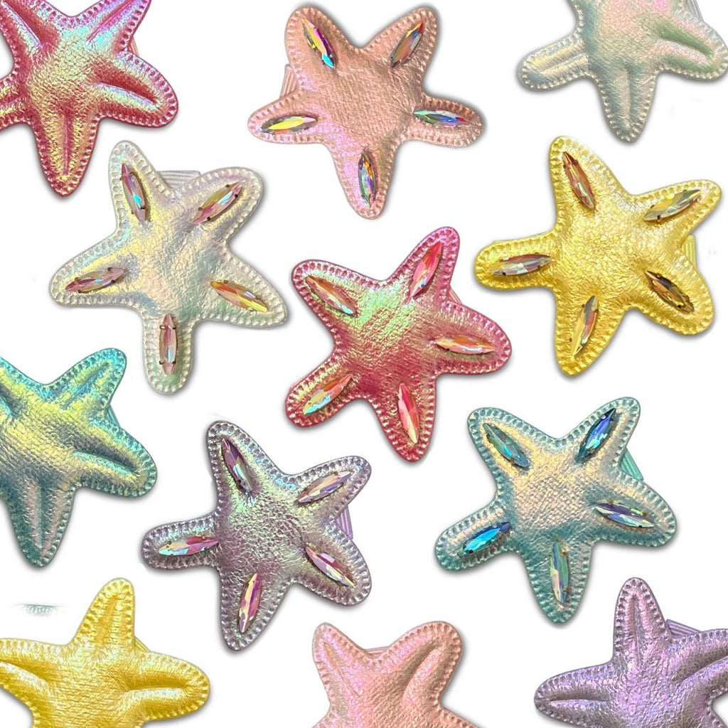 Iridescent Starfish Applique Hair Clips-Clearance no slip hair clips-Flower No slip hair clips-Animal no slip hair clips-Star no slip hair clip-heart no slip hair clips-butterfly no slip hair clips-Moo G Clips