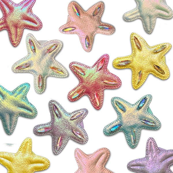 Iridescent Starfish Applique Hair Clips-Clearance no slip hair clips-Flower No slip hair clips-Animal no slip hair clips-Star no slip hair clip-heart no slip hair clips-butterfly no slip hair clips-Moo G Clips