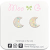 Iridescent White Moon Resin Earrings-Clearance no slip hair clips-Flower No slip hair clips-Animal no slip hair clips-Star no slip hair clip-heart no slip hair clips-butterfly no slip hair clips-Moo G Clips