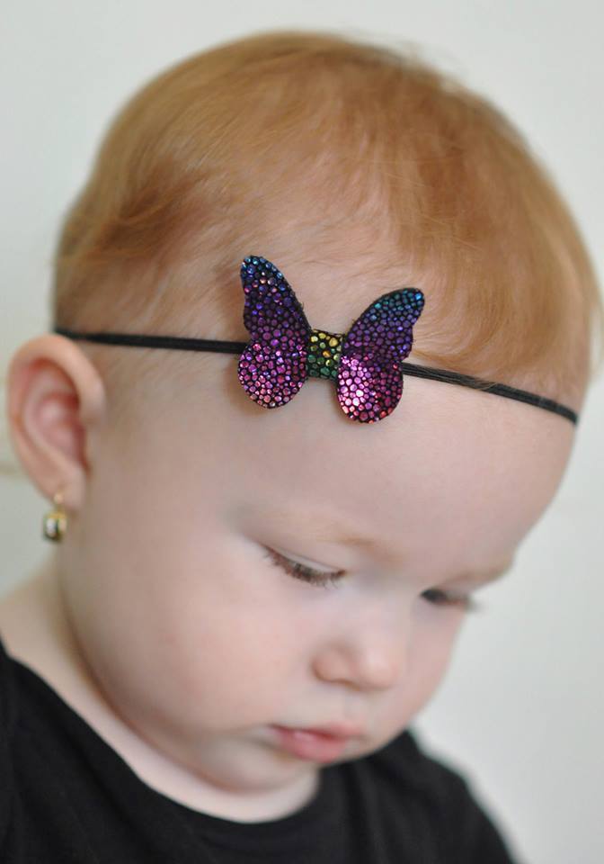 Leather Butterfly Hair Bows - Metallics-leather butterfly hair accessories - no slip clip - party hair bows - spring hair accessories - easter hair bows -Moo G Clips