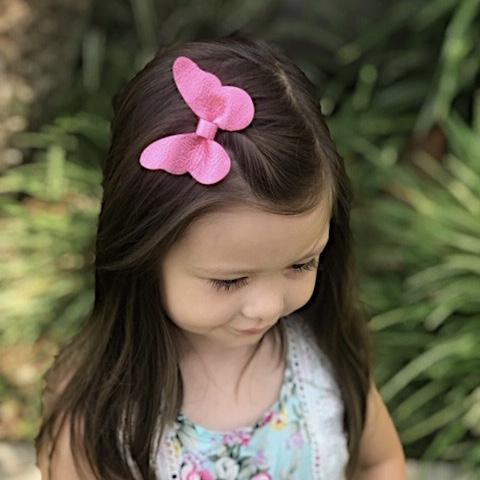 Leather Butterfly Hair Bows - Metallics-leather butterfly hair accessories - no slip clip - party hair bows - spring hair accessories - easter hair bows -Moo G Clips