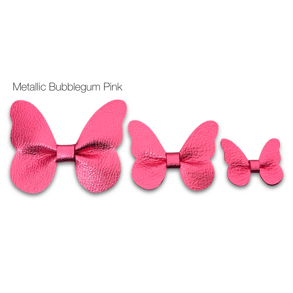 Leather Butterfly Hair Bows - Metallics-leather butterfly hair accessories - no slip clip - party hair bows - spring hair accessories - easter hair bows -Moo G Clips
