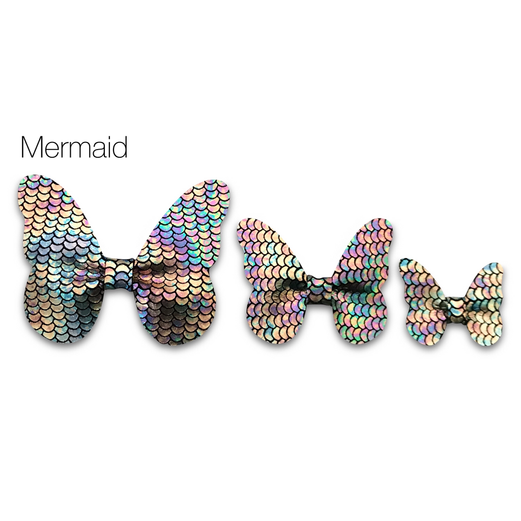 Leather Butterfly Hair Bows - Metallics-leather butterfly hair accessories - no slip clip - party hair bows - spring hair accessories - easter hair bows -Moo G Clips