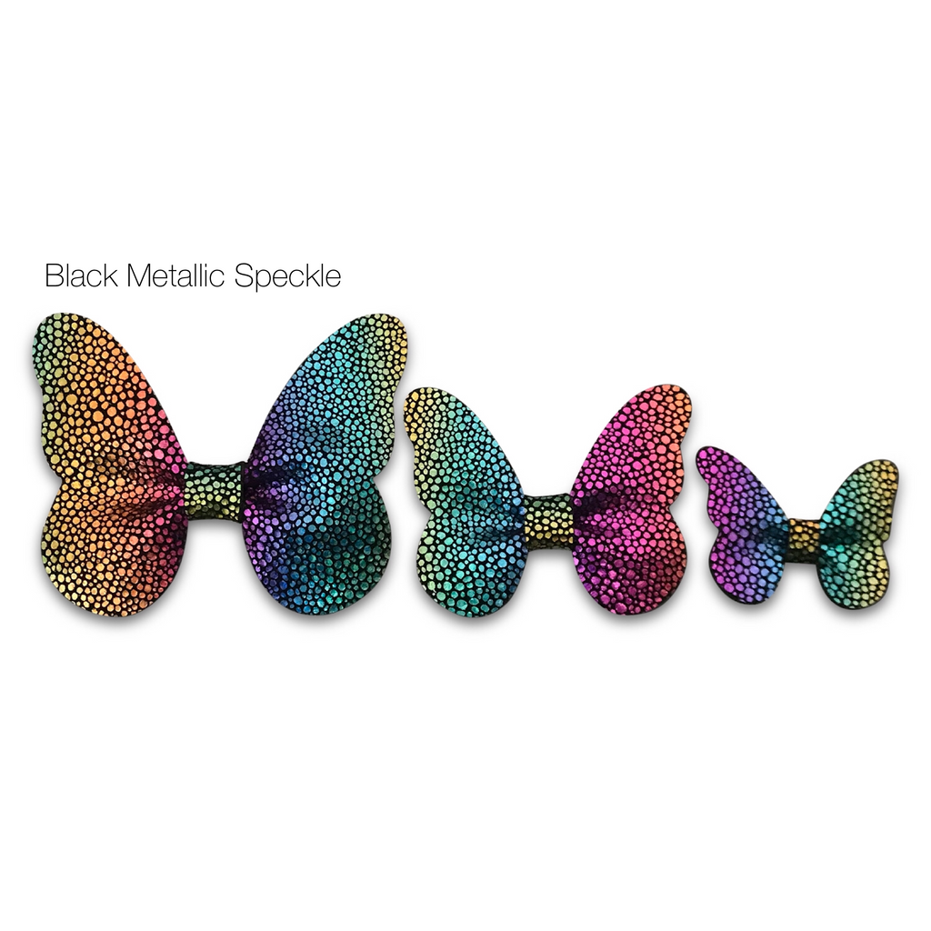 Leather Butterfly Hair Bows - Metallics-leather butterfly hair accessories - no slip clip - party hair bows - spring hair accessories - easter hair bows -Moo G Clips