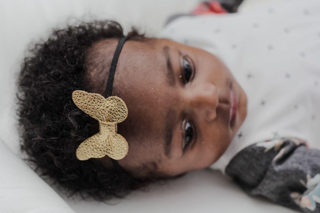 Leather Butterfly Hair Bows - Metallics-leather butterfly hair accessories - no slip clip - party hair bows - spring hair accessories - easter hair bows -Moo G Clips