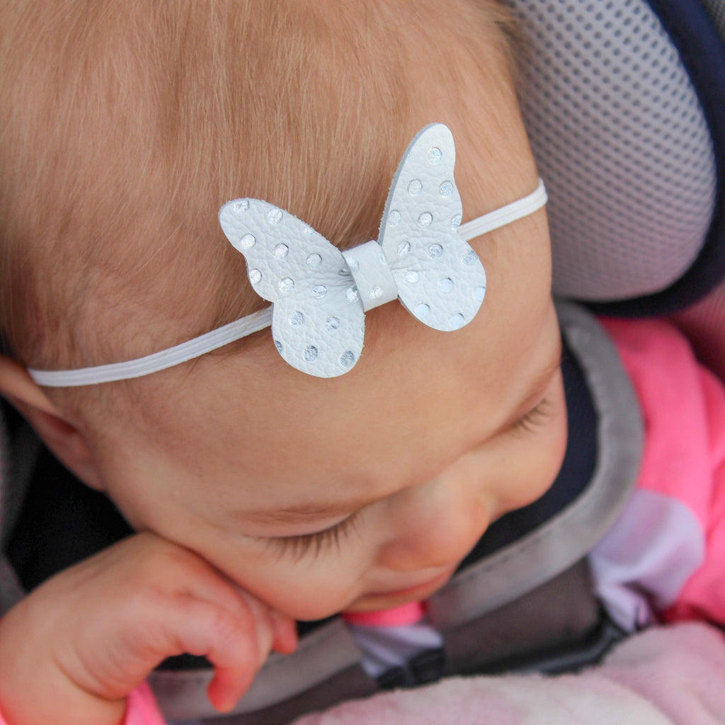 Leather Butterfly Hair Bows - Prints-leather butterfly hair accessories - no slip clip - party hair bows - spring hair accessories - easter hair bows -Moo G Clips