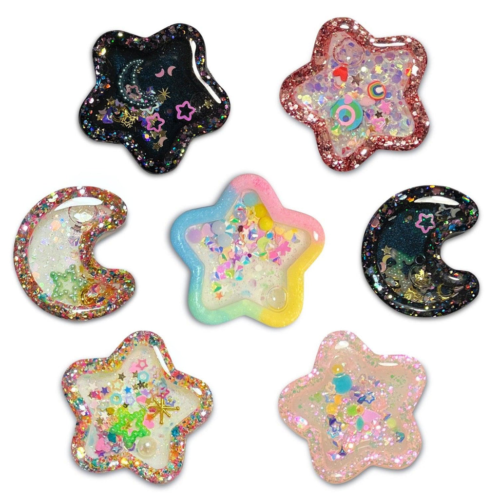 Moons & Stars Resin Liquid Shakers-Clearance no slip hair clips-Flower No slip hair clips-Animal no slip hair clips-Star no slip hair clip-heart no slip hair clips-butterfly no slip hair clips-Moo G Clips