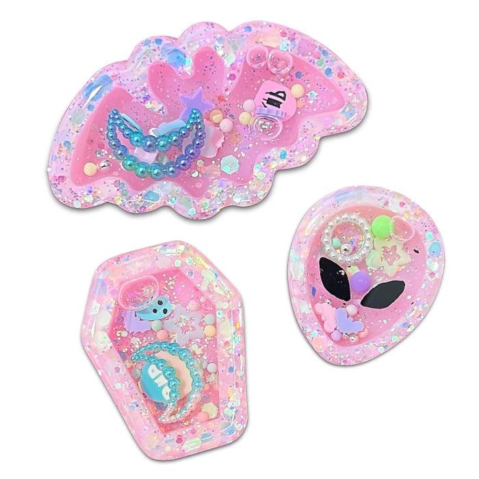 Pink Halloween Resin Liquid Shaker Hair Clips-Clearance no slip hair clips-Flower No slip hair clips-Animal no slip hair clips-Star no slip hair clip-heart no slip hair clips-butterfly no slip hair clips-Moo G Clips