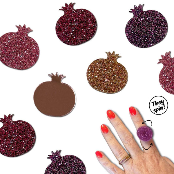 Pomegranate Spinner Rings *NEW!*-girls pom pom party headbands-Moo G Clips