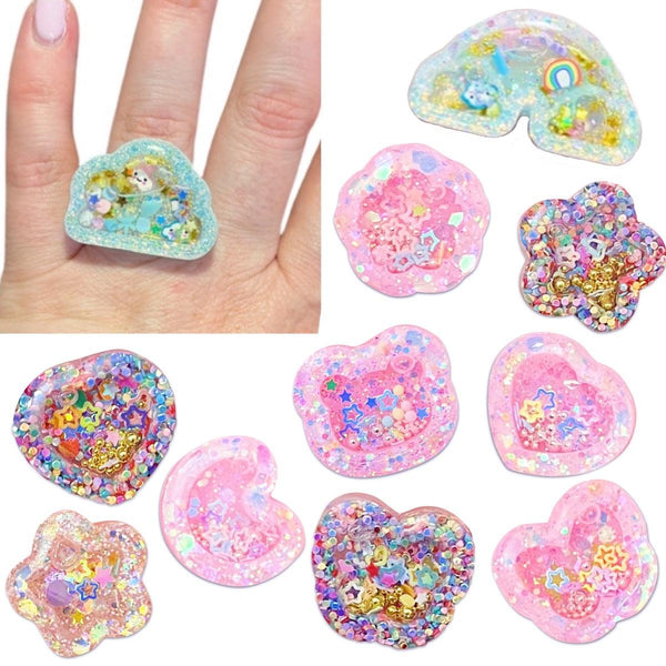 Resin Liquid Shaker Rings-Clearance no slip hair clips-Flower No slip hair clips-Animal no slip hair clips-Star no slip hair clip-heart no slip hair clips-butterfly no slip hair clips-Moo G Clips