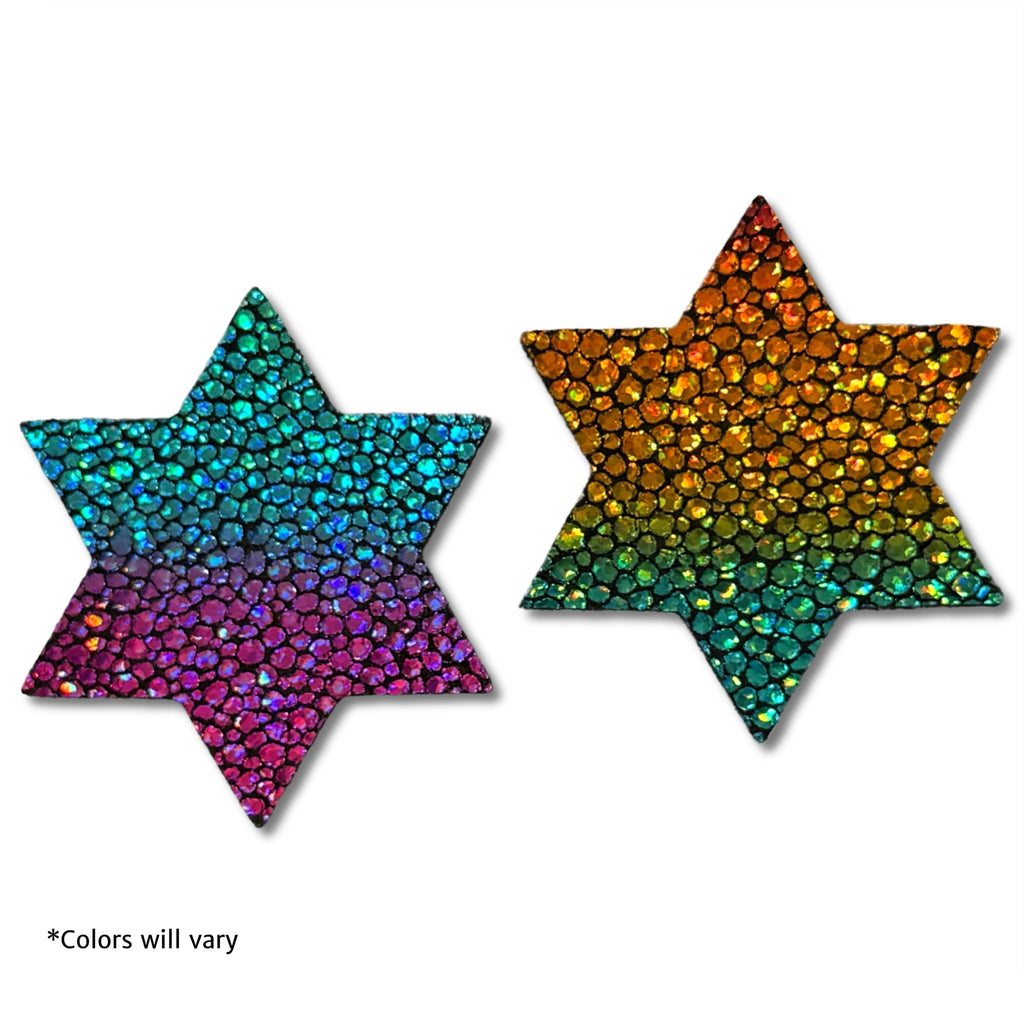 Star of David Metallic Leather Hair Clips-no slip leather hair bows no slip leather hair clips-Moo G Clips