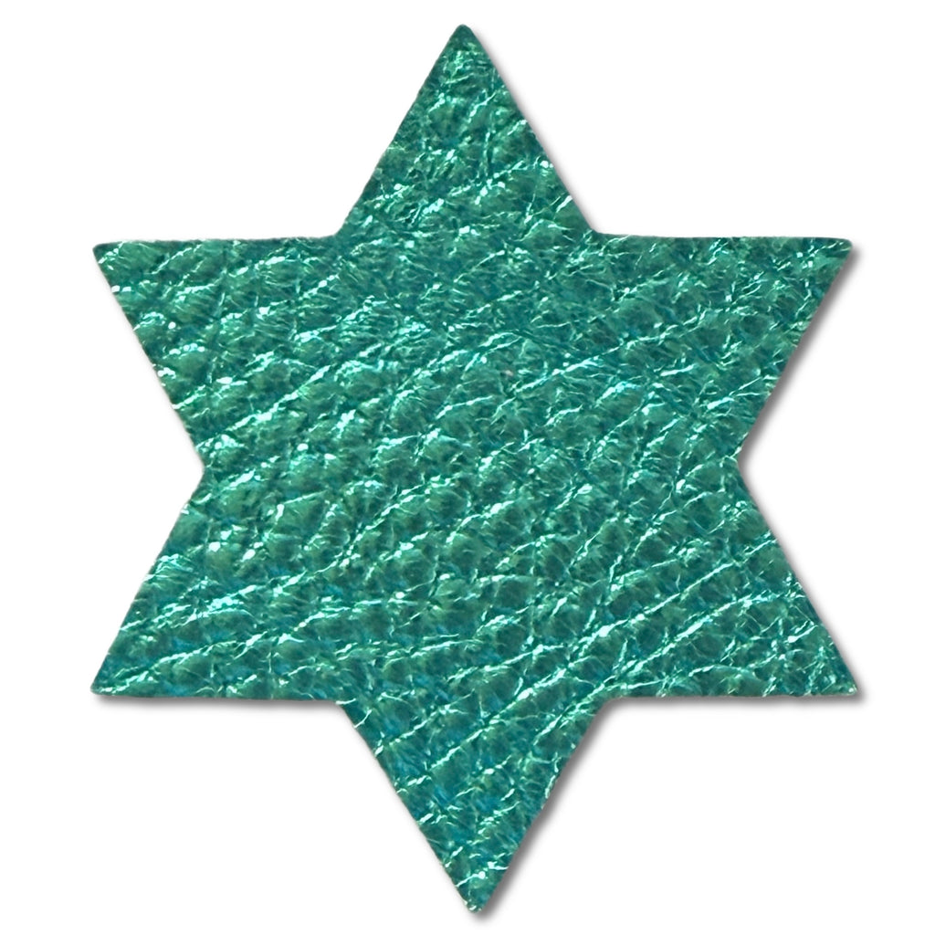 Star of David Metallic Leather Hair Clips-no slip leather hair bows no slip leather hair clips-Moo G Clips