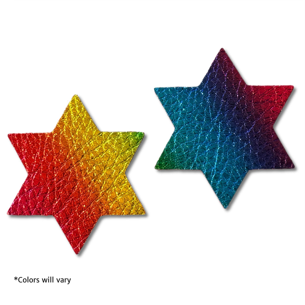 Star of David Metallic Leather Hair Clips-no slip leather hair bows no slip leather hair clips-Moo G Clips