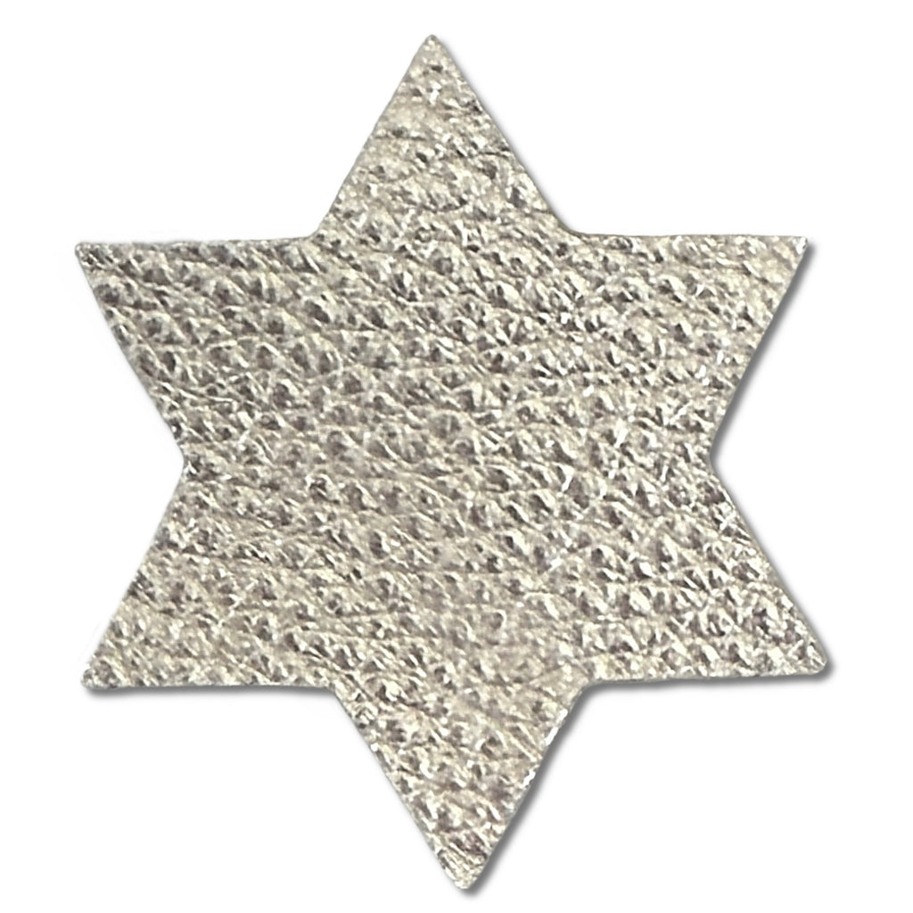 Star of David Metallic Leather Hair Clips-no slip leather hair bows no slip leather hair clips-Moo G Clips