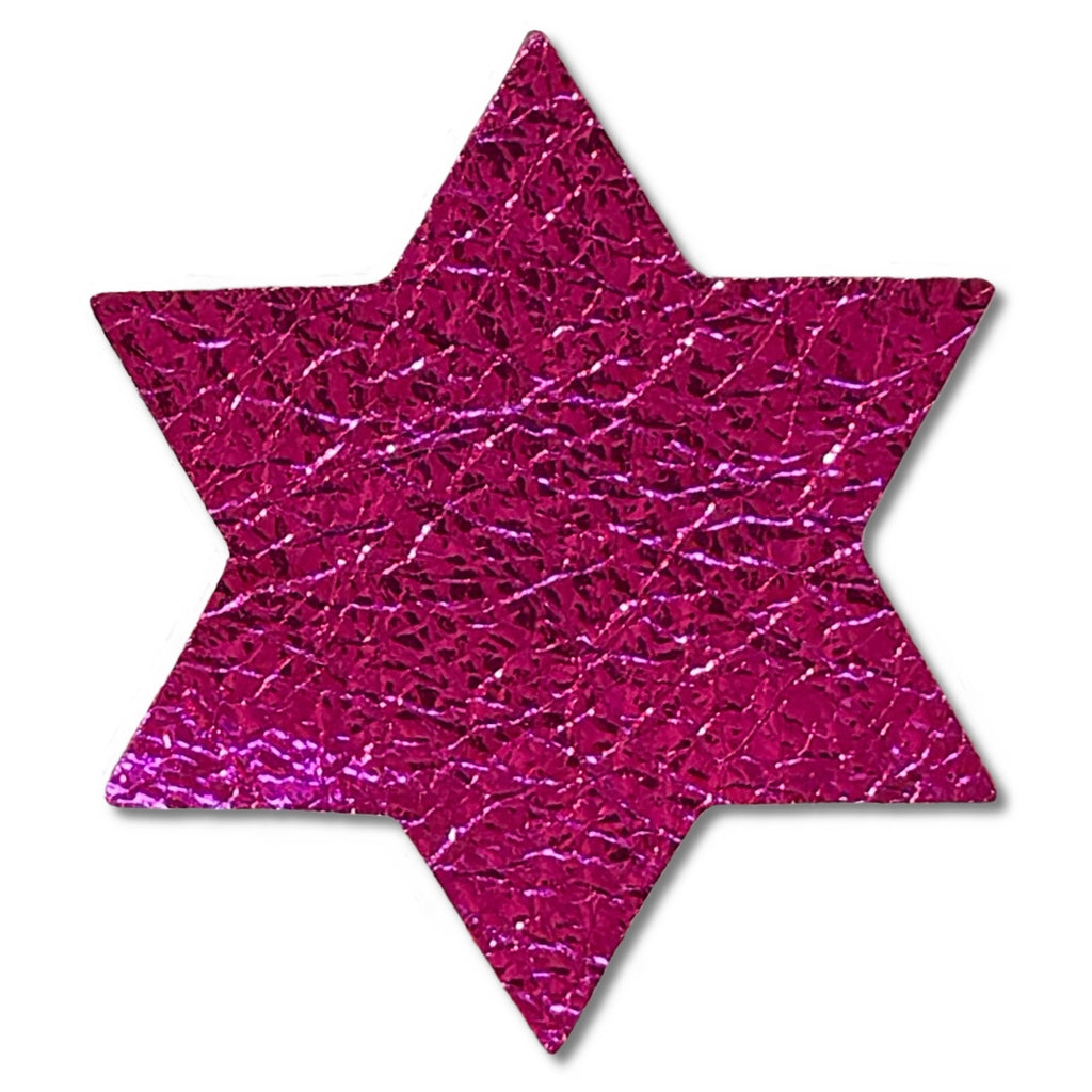 Star of David Metallic Leather Hair Clips-no slip leather hair bows no slip leather hair clips-Moo G Clips