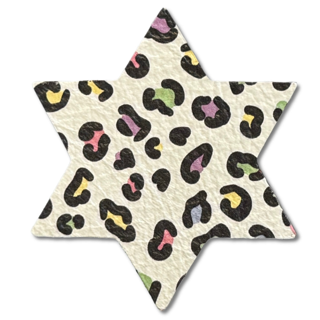Star of David Prints Leather Hair Clips-no slip leather hair bows no slip leather hair clips-Moo G Clips