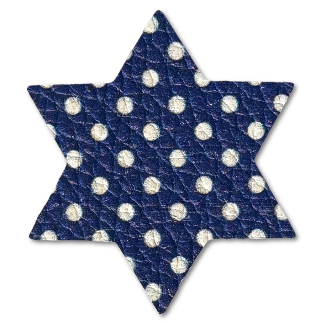 Star of David Prints Leather Hair Clips-no slip leather hair bows no slip leather hair clips-Moo G Clips