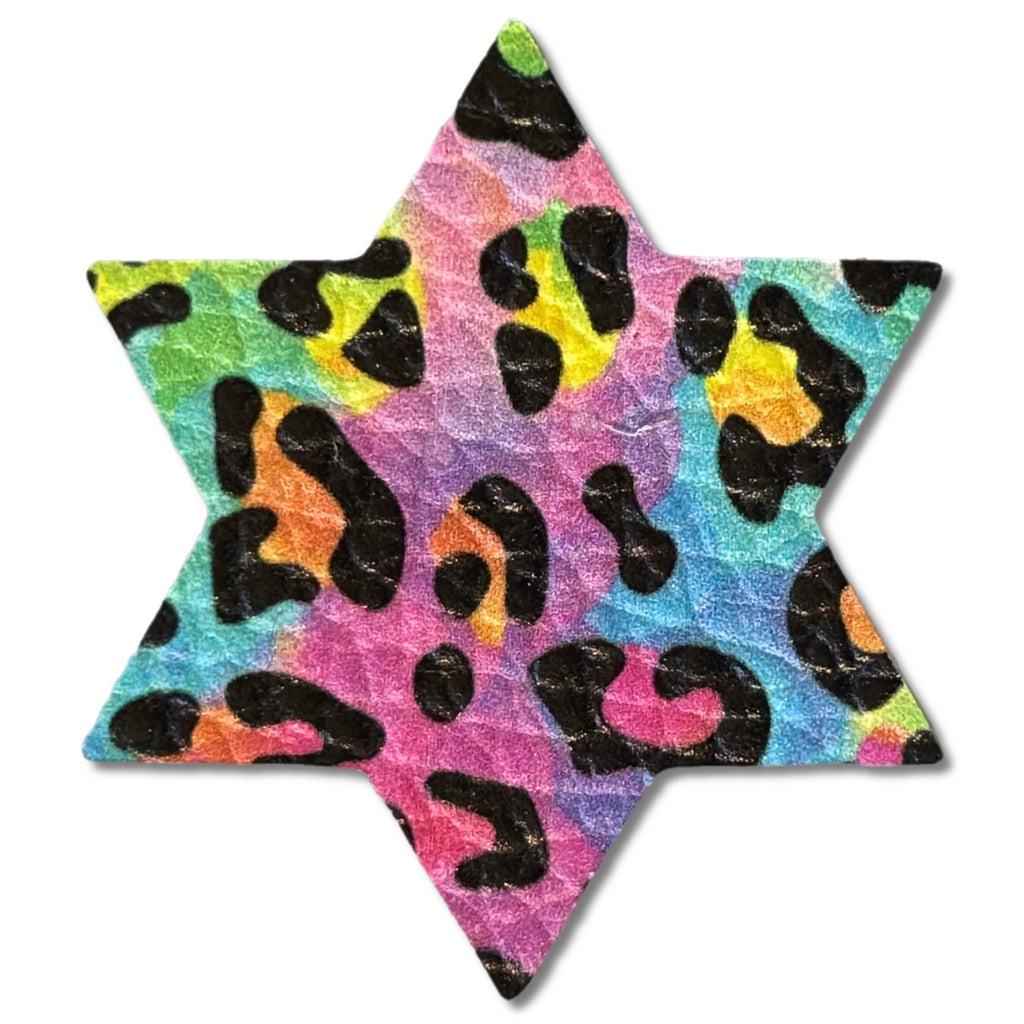 Star of David Prints Leather Hair Clips-no slip leather hair bows no slip leather hair clips-Moo G Clips