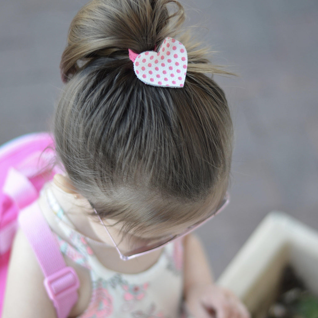 Valentine's Leather Hearts *NEW colors added!*-no slip leather hair bows no slip leather hair clips-Moo G Clips