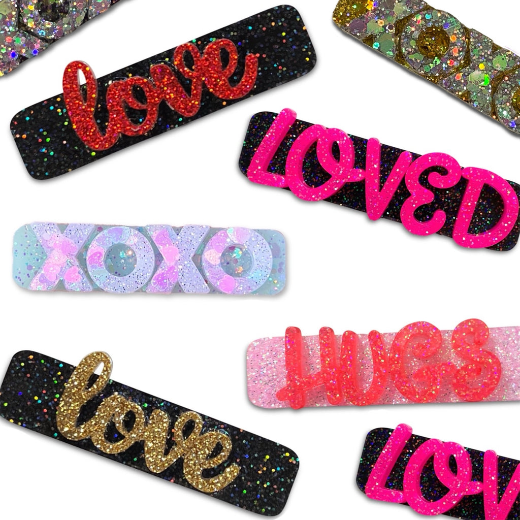 Valentine's Resin Word Bar Hair Clips-Clearance no slip hair clips-Flower No slip hair clips-Animal no slip hair clips-Star no slip hair clip-heart no slip hair clips-butterfly no slip hair clips-Moo G Clips