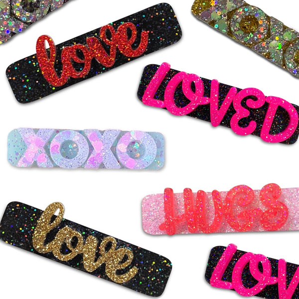Valentine's Resin Word Bar Hair Clips-Clearance no slip hair clips-Flower No slip hair clips-Animal no slip hair clips-Star no slip hair clip-heart no slip hair clips-butterfly no slip hair clips-Moo G Clips