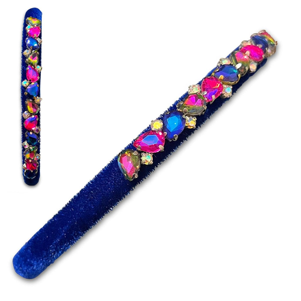 Velvet & Glass Gem Hard Headbands *NEW!*-no slip velvet hair bows no slip velvethair clips-Moo G Clips