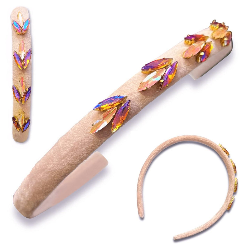 Velvet & Glass Gem Hard Headbands *NEW!*-no slip velvet hair bows no slip velvethair clips-Moo G Clips