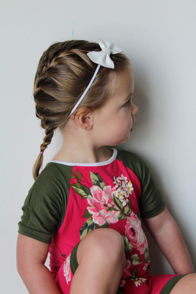 Basic Color Leather Hair Bows-no slip leather hair bows no slip leather hair clips-Moo G Clips