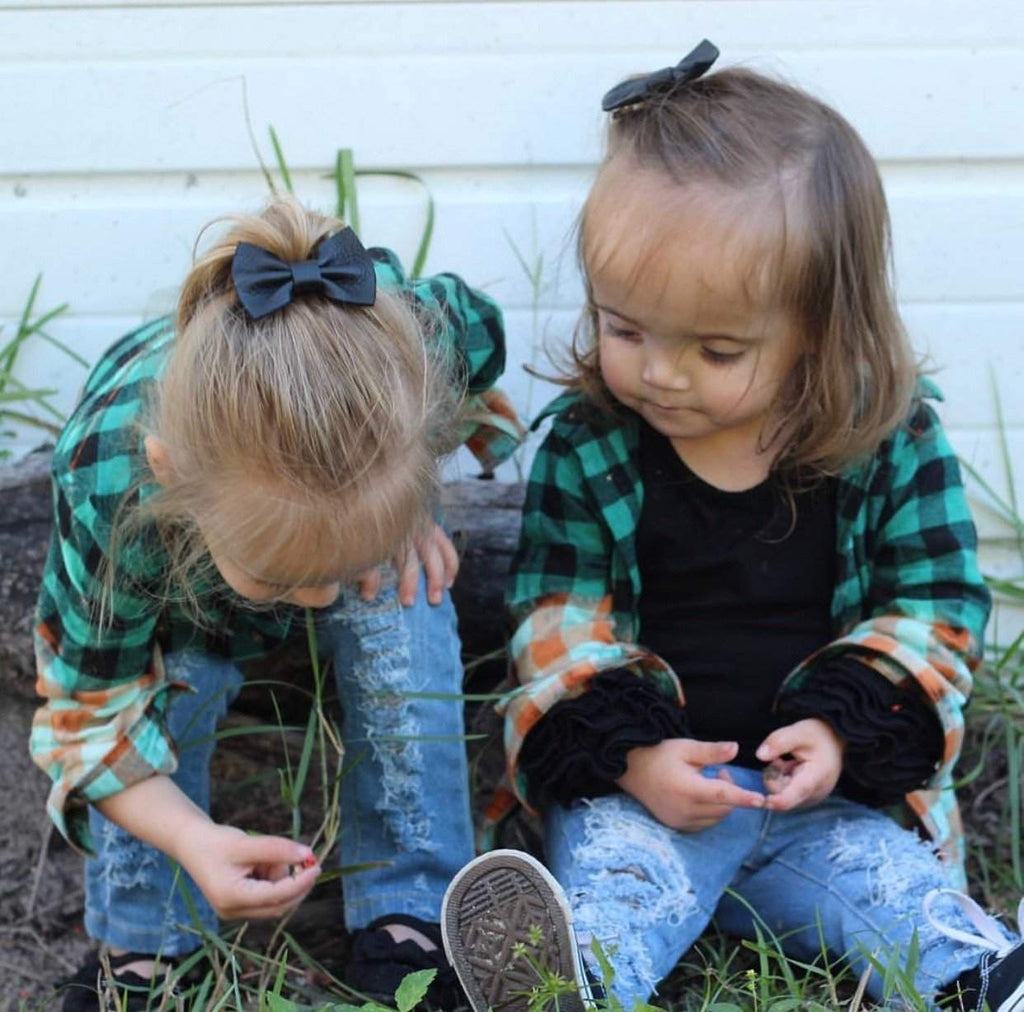 Basic Color Leather Hair Bows-no slip leather hair bows no slip leather hair clips-Moo G Clips