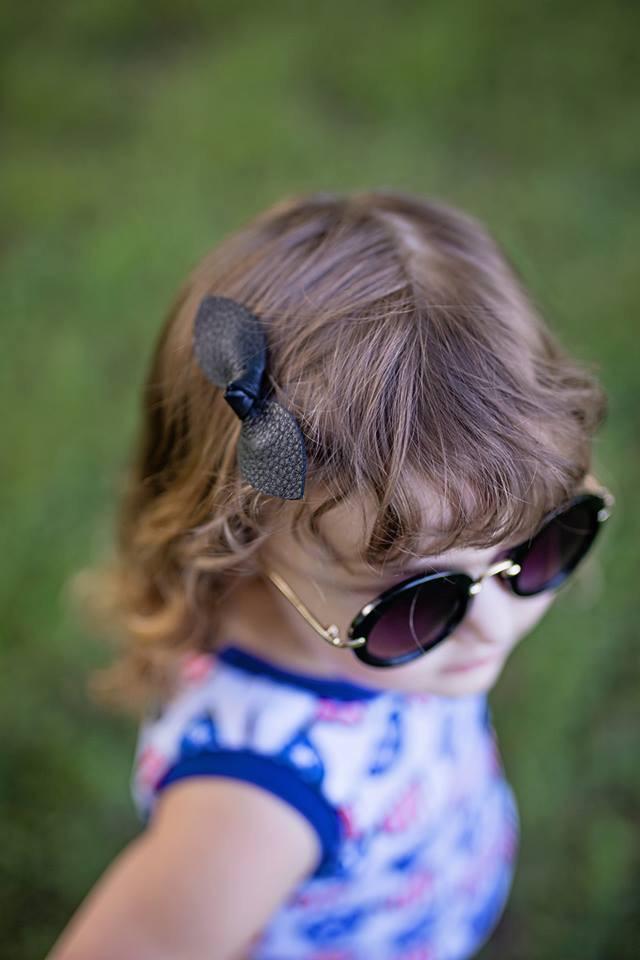 Basic Color Leather Hair Bows-no slip leather hair bows no slip leather hair clips-Moo G Clips