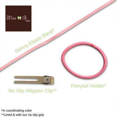 Basic Color Leather Hair Bows-no slip leather hair bows no slip leather hair clips-Moo G Clips