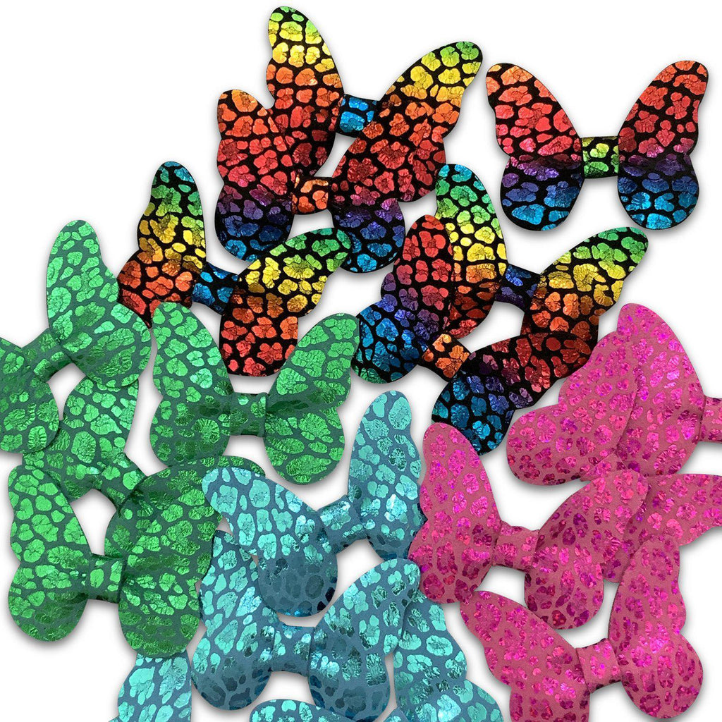 Bright Metallic Cheetah Print Butterfly Leather Hair Bows-Clearance no slip hair clips-Flower No slip hair clips-Animal no slip hair clips-Star no slip hair clip-heart no slip hair clips-butterfly no slip hair clips-Moo G Clips