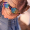 Bright Metallic Speckle Leather Hair Bows-no slip leather hair bows no slip leather hair clips-Moo G Clips