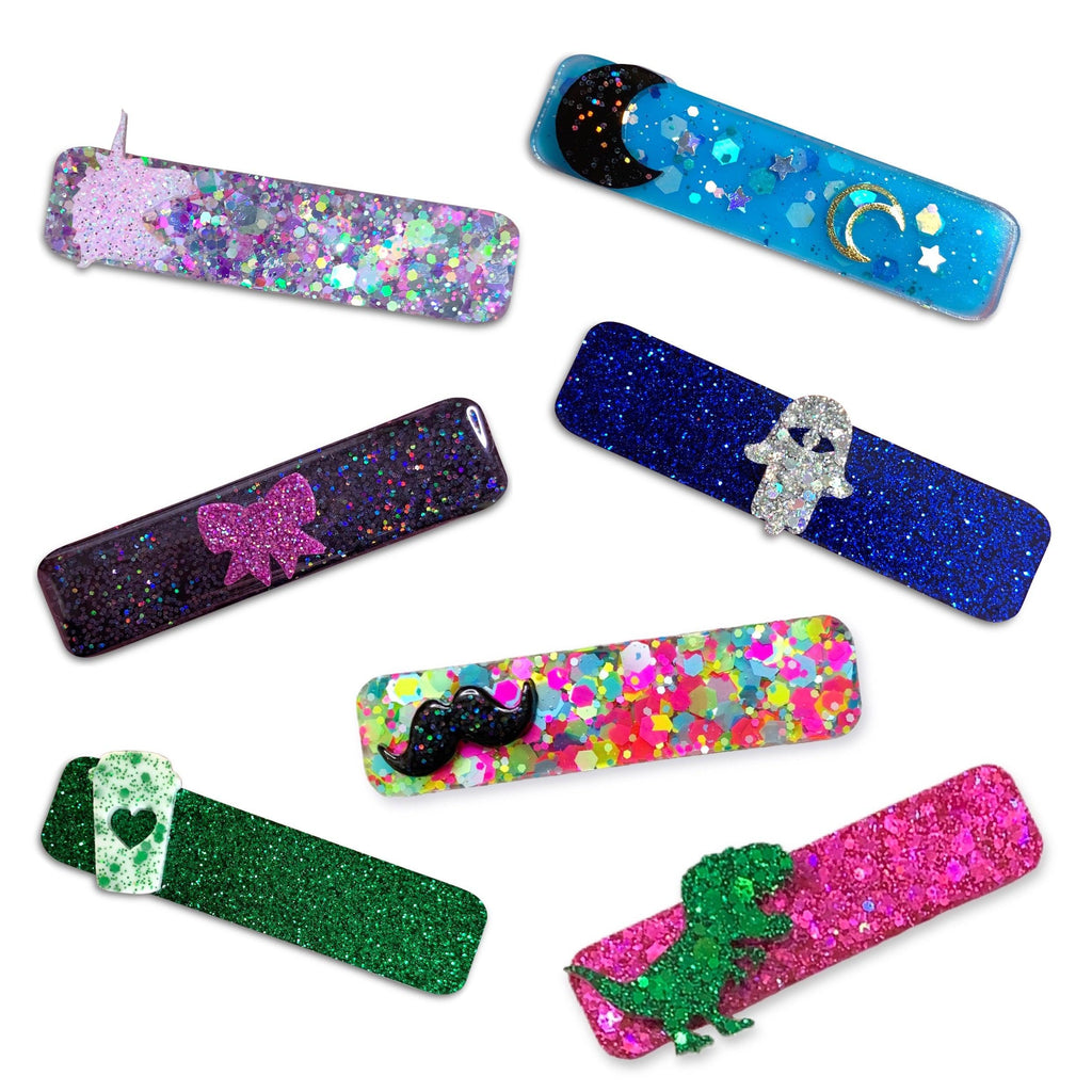Charmed Resin Bar Hair Clips *NEW COLORS ADDED!*-Clearance no slip hair clips-Flower No slip hair clips-Animal no slip hair clips-Star no slip hair clip-heart no slip hair clips-butterfly no slip hair clips-Moo G Clips
