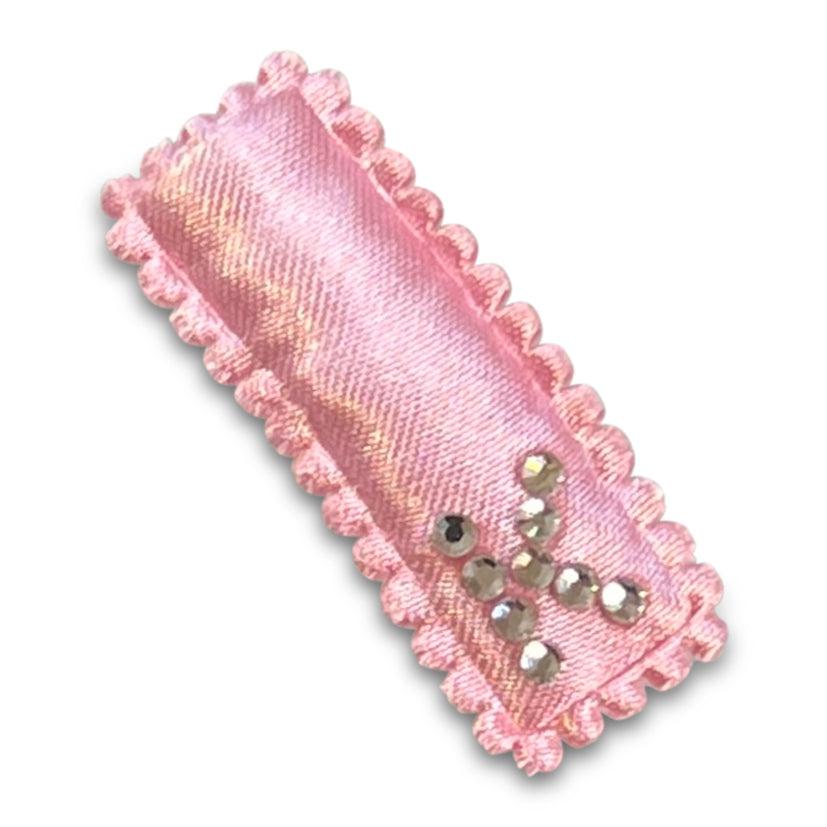 Crystal Initial Small Snap Hair Clips-no slip girls hair clips - no slip baby hair bows-Moo G Clips
