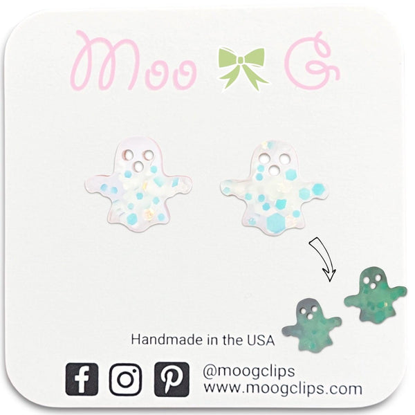 Glow in the Dark Glitter Ghost Resin Earrings-Clearance no slip hair clips-Flower No slip hair clips-Animal no slip hair clips-Star no slip hair clip-heart no slip hair clips-butterfly no slip hair clips-Moo G Clips