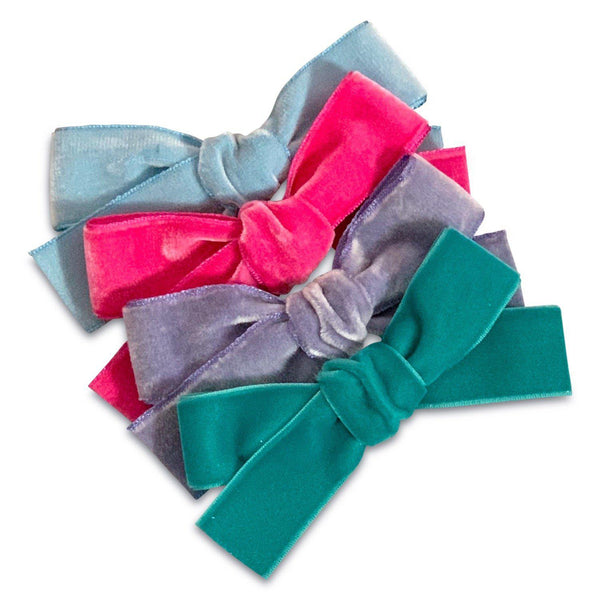Hair Clips - Medium Velvet Hair Bows - Baby Bows - Baby Gift-no slip velvet hair bows no slip velvethair clips-Moo G Clips