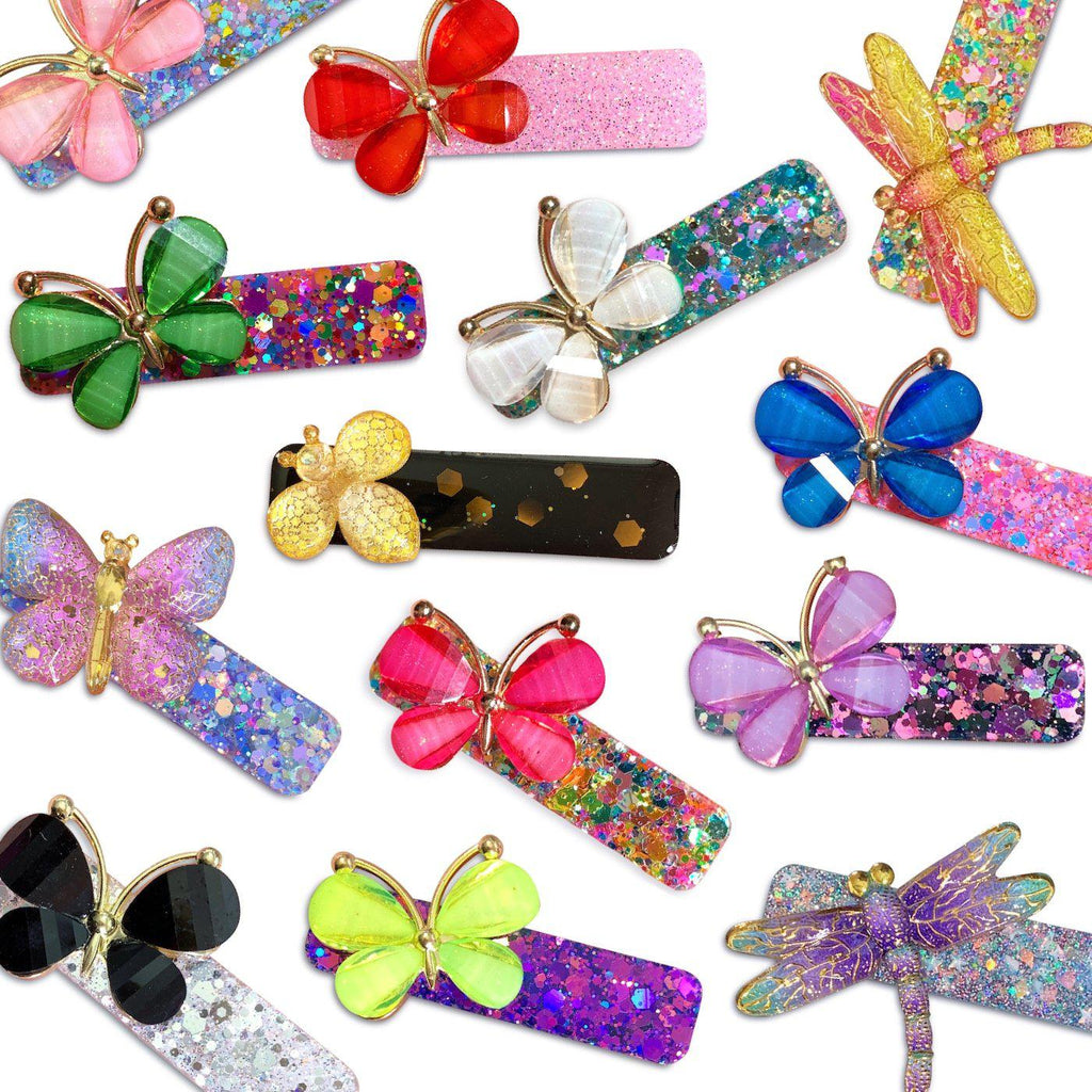 Insect Charmed Resin Bar Hair Clips-Clearance no slip hair clips-Flower No slip hair clips-Animal no slip hair clips-Star no slip hair clip-heart no slip hair clips-butterfly no slip hair clips-Moo G Clips
