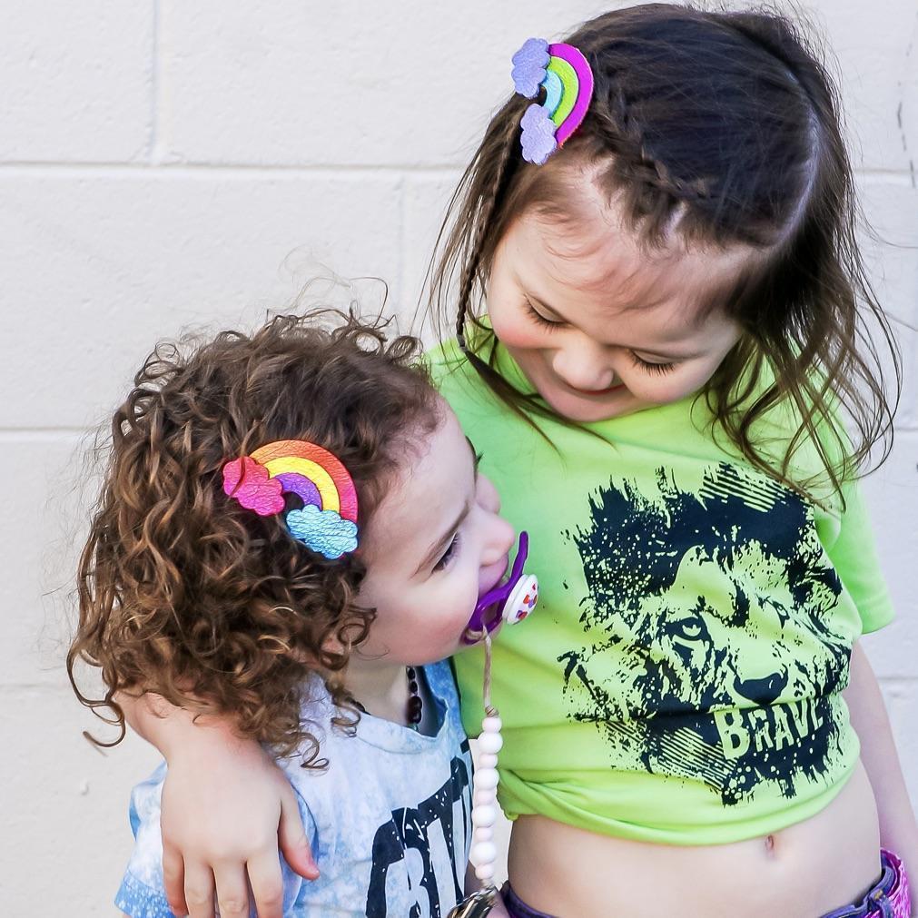 LIMITED EDITION Leather Rainbow-Rainbow Hair Bows-no slip leather hair bows no slip leather hair clips-Moo G Clips