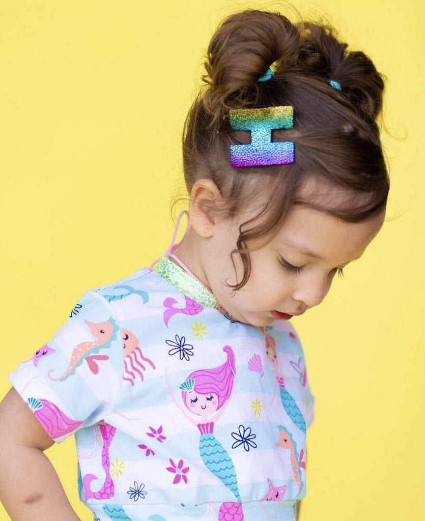 Leather Alphabet Statement Personalized Hair Clips-no slip leather hair bows no slip leather hair clips-Moo G Clips