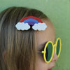 Leather Rainbow Hair Bows-no slip leather hair bows no slip leather hair clips-Moo G Clips