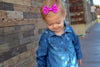 Metallic Pink Valentine Leather Hair Bows-no slip leather hair bows no slip leather hair clips-Moo G Clips
