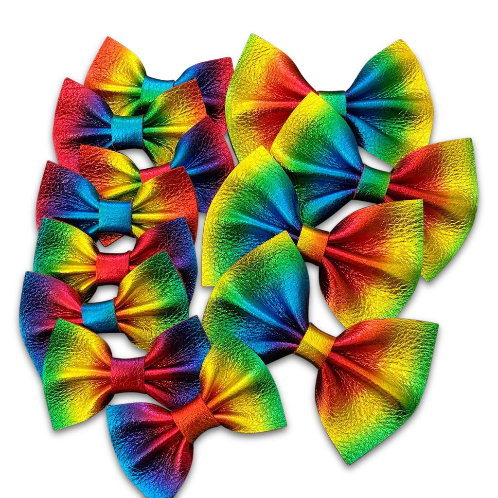Rainbow Metallic Genuine Leather Hair Bows-Clearance no slip hair clips-Flower No slip hair clips-Animal no slip hair clips-Star no slip hair clip-heart no slip hair clips-butterfly no slip hair clips-Moo G Clips
